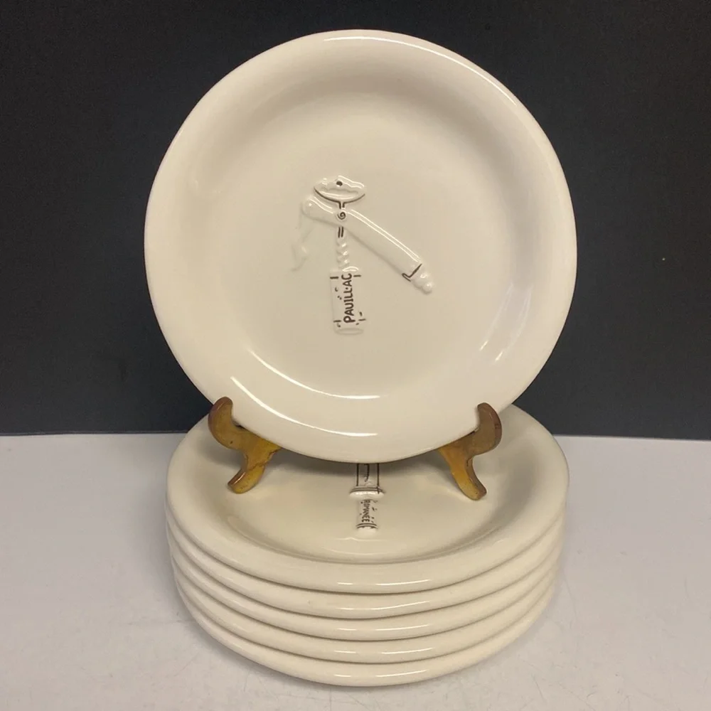 Williams Sonoma Corkscrew Porcelain 6”D Plates Set of Six
